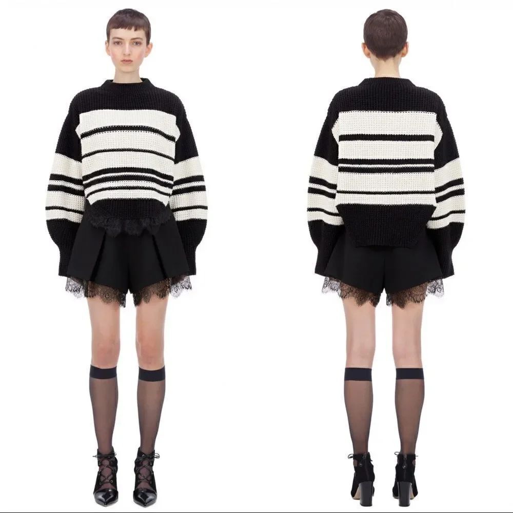 Self-Portrait Monochrome Striped Jumper